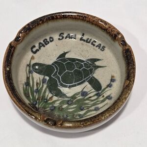 Vintage Stoneware Pottery Cabo San Lucas Sea Turtle Ashtray